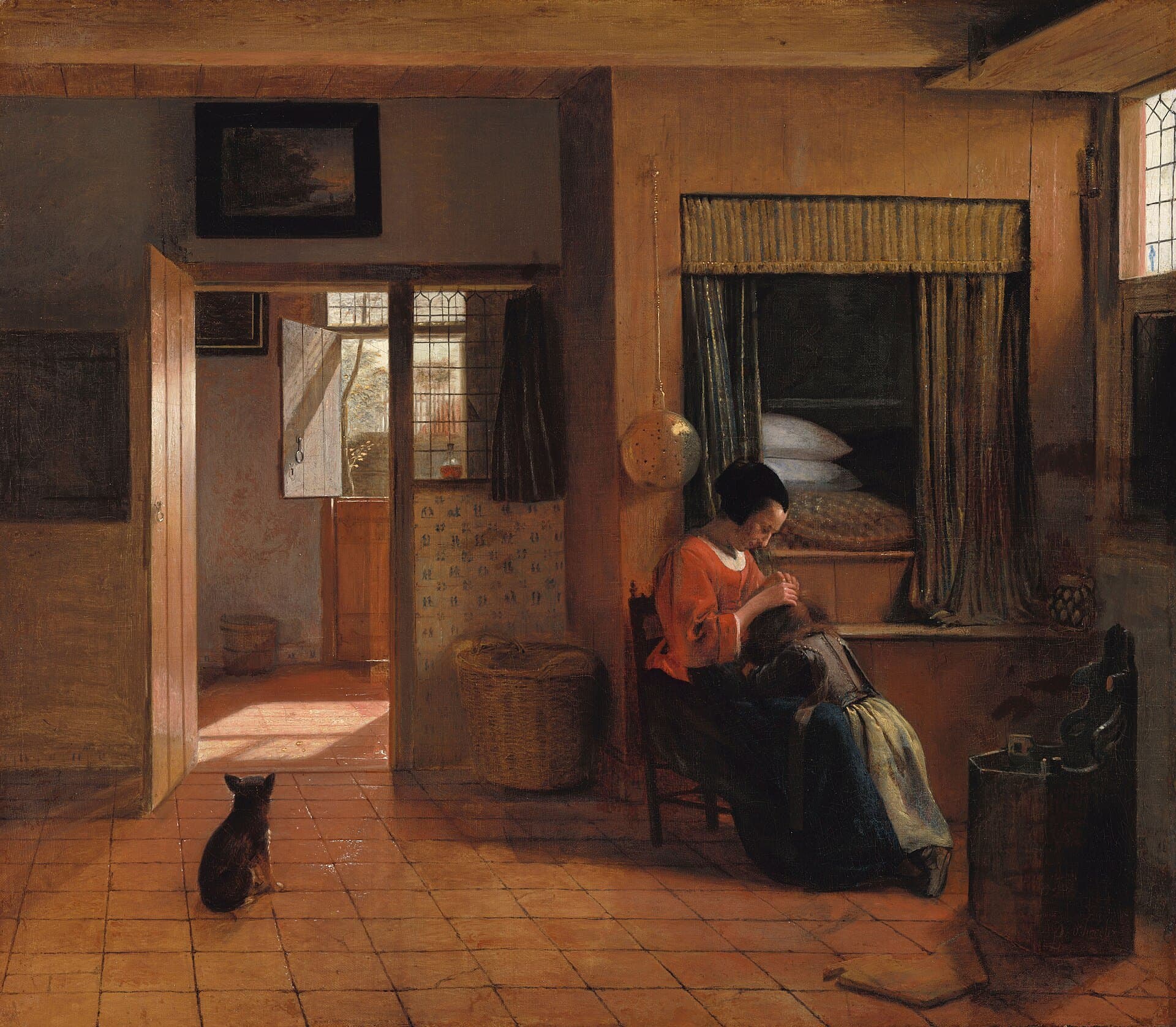 A quiet tiled room seen through a doorway